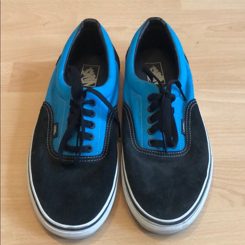 Blue and black suede Vans